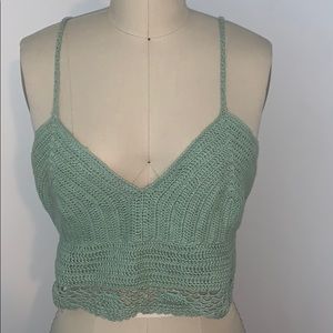 knitted crop top with tie back